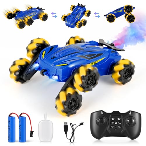 CUPCHID Ferngesteuertes Auto,360° drehbar,LED Leuchten,Musik und Spray, 6WD Offroad Stunt Auto mit Handsteuerung,RC Auto Geschenke Junge 6-12 Jahre Outdoor Spielzeug RC Car von CUPCHID