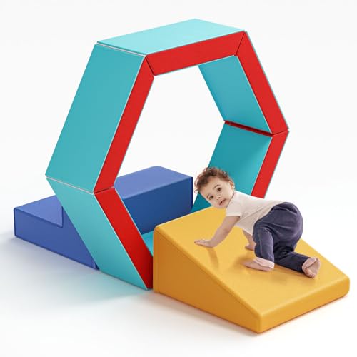 CUPCHID Kletter- und Krabbelspielgeräte, Kletter- und Krabbelschaum-Spielset für Kleinkinder, pädagogische weiche Kletterblöcke, weiche Babyspielgeräte (DM152124) von CUPCHID