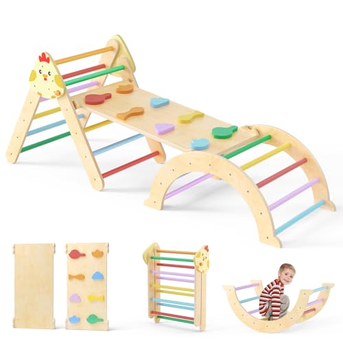 CUPCHID Kletterspielzeug für Kleinkinder,7-in-1 Montessori Klettergerüst Set,Klettergerüst Indoor,Kletterbogen, Stabilem Baby-Klettergerüst und Kletterdreieck ab 1-3 Jahr Regenbogen CUPCHID Kletterspielzeug für Kleinkinder,7-in-1 Montessori Klettergerüst Set,Klettergerüst Indoor,Kletterbogen, Stabilem Baby-Klettergerüst und Kletterdreieck ab 1-3 Jahr Regenbogen von CUPCHID