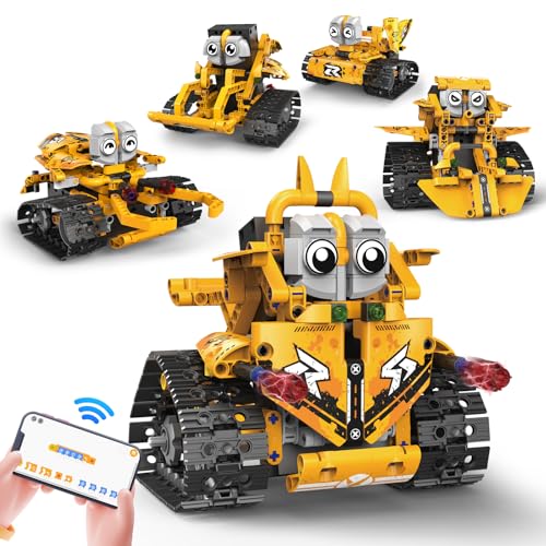 CUPCHID Technik Ferngesteuert Bauspielzeug,5 in 1App & Fernsteuerung Technic Roboter Panzer Auto Bausätze 604 Stück,Geburtstags Geschenk für 8 9 10 11 12+ Jahre alte Jungen Mädchen von CUPCHID