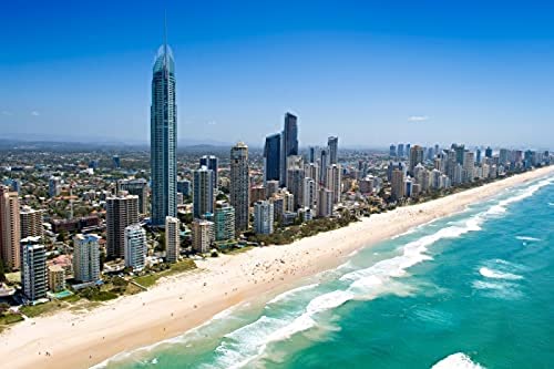 100-teiliges Puzzle, Gold Coast, Australien, 4 Puzzles für Erwachsene und Jugendliche, Puzzles für Kinder, Denkpuzzles für Kinder, Lernspiele, Geschenk, 45,5 x 35,5 cm von CUREW