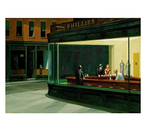 1000-teiliges Puzzle „Edward Hopper Nighthawks“, Wandkunst-Poster, Familienspiele für Erwachsene, Kinderspiele, Lernspielzeug, 70 x 50 cm von CUREW