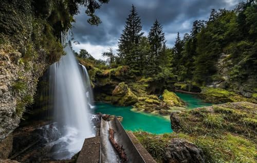 1000-teiliges Puzzle – Jedes Teil ist einzigartig – Anspruchsvolles Familienspiel für Erwachsene, Landschaft, Wasserfall, 70 x 50 cm von CUREW