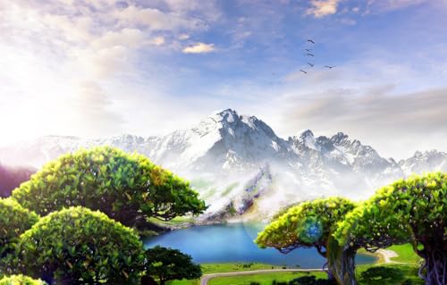 1000-teiliges Puzzle für Erwachsene, Heimpuzzle für Erwachsene und Kinder, Puzzles mit 1000 Teilen, Spielspielzeug für Erwachsene, Familienpuzzles, Geschenk, Bäume, Vögel, Berge, 70 x 50 cm von CUREW