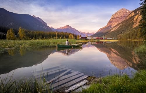 1000-teiliges Puzzle für Erwachsene – Familienspiel zum Stressabbau, schwieriges Herausforderungspuzzle für Erwachsene und Kinder, Landschaft, Berge, Boot, Kanada, British Columbia, 70 x 50 cm von CUREW