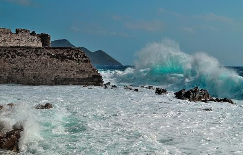 1000-teiliges Puzzle für Erwachsene – Familienspiel zum Stressabbau, schwieriges Herausforderungspuzzle für Erwachsene und Kinder, Wellen, Schaum, Berge, Felsen, 70 x 50 cm von CUREW