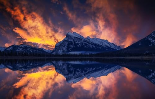1000-teiliges Puzzle für Erwachsene | Puzzle | Puzzles 1000 Teile für Erwachsene | Landschaftspuzzle, Berge, Kanada, Vermilion Lake 70 x 50 cm von CUREW