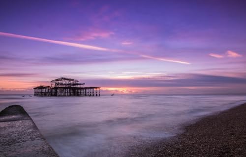 1000-teiliges Puzzle für Erwachsene und Kinder – Puzzle für Erwachsene, 1000 Puzzle-Spielzeug zum Selbermachen, Meer, Meerenge, England, Pier, Großbritannien, Brighton, 70 x 50 cm von CUREW