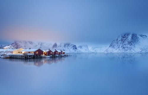 1000-teiliges Puzzle für Erwachsene und Kinder ab 12 Jahren, Meer, Berge, Dorf, Fjord, Lofoten-Inseln, Norwegisches Meer, Lofoten 38 x 26 cm von CUREW