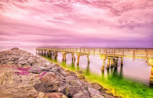 Holzpuzzle für Erwachsene und Kinder, 100-teiliges Puzzle, Meer, Pier, 45,5 x 35,5 cm Holzpuzzle für Erwachsene und Kinder, 100-teiliges Puzzle, Meer, Pier, 45,5 x 35,5 cm von CUREW