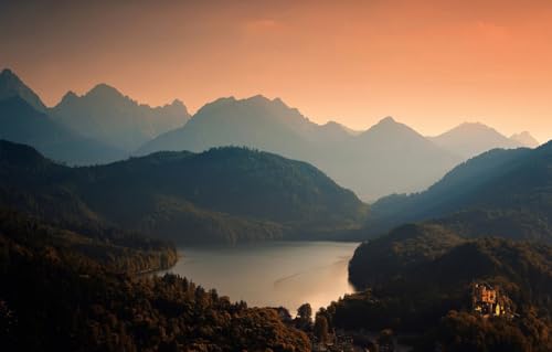 Impossible Puzzle, 100 Teile, Mehrfarbig, Berge, Burg, Wälder, Deutschland, Hohenschwangau, Bayern, 45,5 x 35,5 cm von CUREW