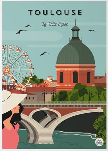 Papierpuzzle 100 Teile Toulouse Stadt Reise Landschaft Poster für Puzzle Familie Stressabbau Spiel Yw19Az 45,5x35,5CM von CUREW