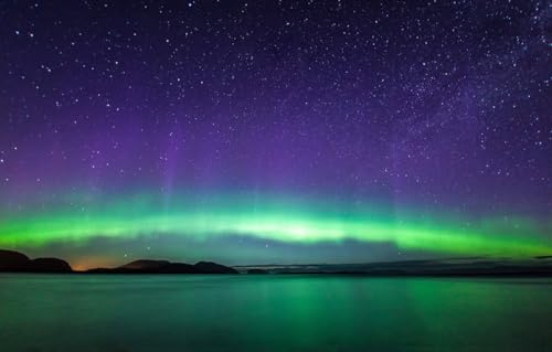 Personalisiertes Holzpuzzle 100 Teile für Erwachsene vom Foto nach Maß – Gestalten Sie Ihre eigenen Bildgeschenke, Berge, Nordlichter 45,5x35,5CM von CUREW