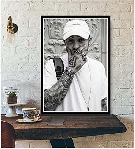 Puzzle 1000 Teile, Schwarz-Weiß, Mac Miller, Rapper, Hip-Hop-Sänger, Star-Posterkunst für Papierspielzeug für Erwachsene, Dekompressionsspiel, 38 x 26 cm von CUREW