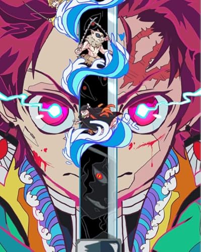 Puzzle 1000 Teile Japanischer Anime Nezuko Tanjirou Bilder Dekompressionsspiel für Erwachsene Spielzeug Xy398Qw 70x50CM von CUREW