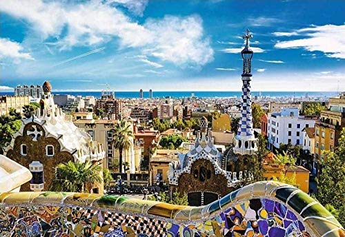 Puzzle 1000 Teile Park Güell, Barcelona Puzzle für Erwachsene, 1000 Teile, Anspruchsvolles Puzzlespiel/Weihnachten 38x26CM von CUREW