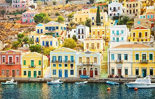 Puzzle 200 Teile Griechenland Ägäis Symi Promenade Pier Häuser 35x25CM von CUREW