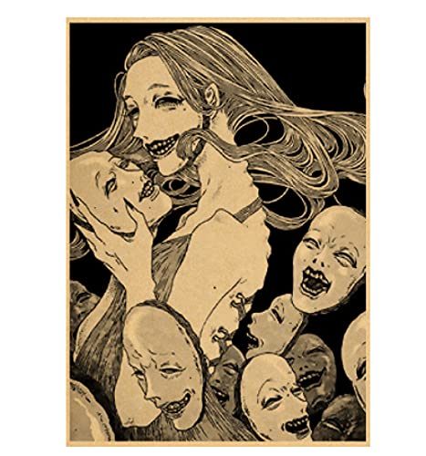 Puzzle 500 Teile, Japanisches Anime-Poster Junji Ito, Vintage-Cartoon-Puzzle, Lernspielzeug für Erwachsene, Geburtstagsgeschenk, 52 x 38 cm von CUREW