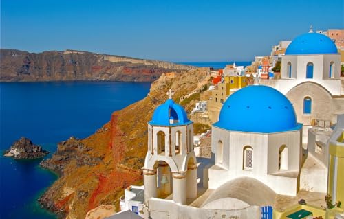 Puzzle aus Fotos, 100 Teile, für Erwachsene und Jugendliche, personalisiertes Puzzle, Meer, Insel, Santorin, Griechenland, 45,5 x 35,5 cm von CUREW