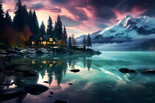 Puzzle für Erwachsene, 1000 Teile, Hütte am See unter wunderschönem Polarlichthimmel, 70 x 50 cm Puzzle für Erwachsene, 1000 Teile, Hütte am See unter wunderschönem Polarlichthimmel, 70 x 50 cm von CUREW
