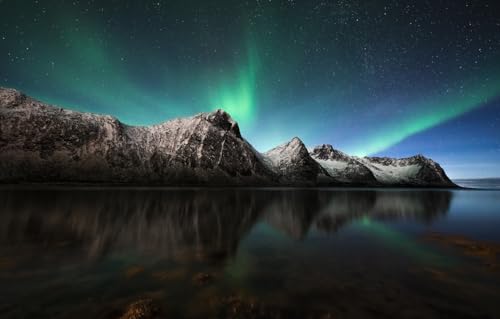 Puzzle für Erwachsene, 1000 Teile, Puzzle 1000 Teile für Erwachsene, Geschenke, Berge, Nordlichter, Norwegen, 38 x 26 cm von CUREW