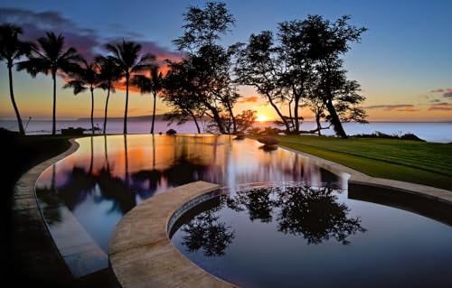 Puzzle für Erwachsene, 200 Teile, Puzzle für Erwachsene, Puzzle 200 Teile, Puzzles, Geschenke, Bäume, Insel, Pool, USA, Bundesstaat Hawaii, Maui, 35 x 25 cm von CUREW