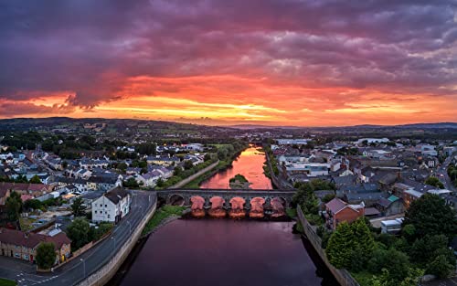 Puzzle für Erwachsene 1000 Nordirland, Fluss, Brücke, Häuser, Stadt bei Sonnenaufgang und Sonnenuntergang 70x50CM Puzzle für Erwachsene 1000 Nordirland, Fluss, Brücke, Häuser, Stadt bei Sonnenaufgang und Sonnenuntergang 70x50CM von CUREW