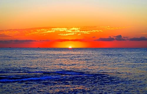 Puzzle für Erwachsene 1000 - Puzzle | Puzzles 1000 Teile für Erwachsene, Meer, Boote, orangefarbener Himmel 38 x 26 cm Puzzle für Erwachsene 1000 - Puzzle | Puzzles 1000 Teile für Erwachsene, Meer, Boote, orangefarbener Himmel 38 x 26 cm von CUREW
