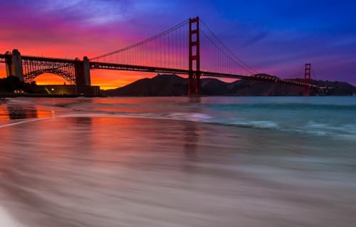 Puzzle für Erwachsene – 1000-teiliges Puzzle für Kinder, Berge, San Francisco, Golden Gate, USA, 70 x 50 cm von CUREW