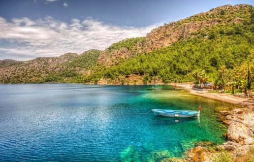 Sammelpuzzle für Erwachsene und Kinder – 200 Teile, Meer, Berge, Boot, Pier, 35 x 25 cm von CUREW