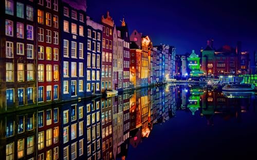 Schwieriges Puzzle für Erwachsene, 100 Teile, Amsterdamer Nacht, 45,5 x 35,5 cm von CUREW