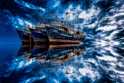 Schwieriges Puzzle für Erwachsene 1000 Teile Trawler im blauen Meer 38x26CM von CUREW