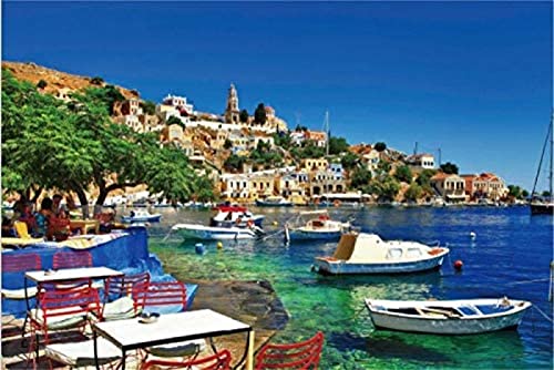 Stained Art Puzzle, 1000 Teile, Bezaubernder Touristenhafen, Bilderrahmen, Dekoration, lustige Spiele, Puzzle für Erwachsene, Jugendliche, Familie 70x50CM von CUREW
