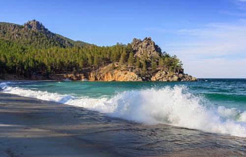 Unmögliches Puzzle, 1000 Teile, Mehrfarbig, Wellen, Bäume, Baikalsee, Brandung, Klippe, Russland, 70 x 50 cm Unmögliches Puzzle, 1000 Teile, Mehrfarbig, Wellen, Bäume, Baikalsee, Brandung, Klippe, Russland, 70 x 50 cm von CUREW