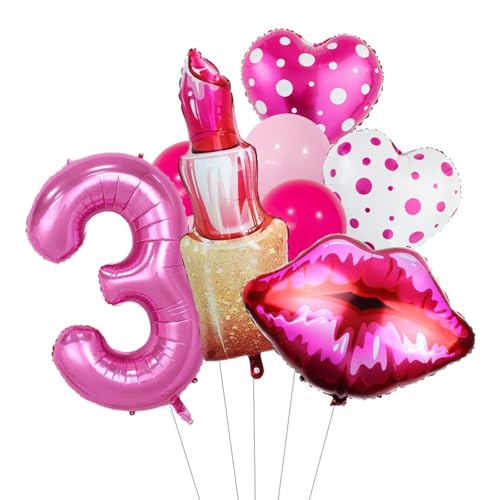 Dekorationen zum Galentine-Tag, Zahl, rote Lippen, Lippenstift, herzförmige Folienballons, hängende Herzgirlande für Mädchen und Damen, Junggesellinnenabschied, Galentines-Geburtstagsparty-Zu 3 von CUSROS