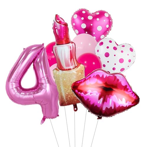 Dekorationen zum Galentine-Tag, Zahl, rote Lippen, Lippenstift, herzförmige Folienballons, hängende Herzgirlande für Mädchen und Damen, Junggesellinnenabschied, Galentines-Geburtstagsparty-Zu 4 von CUSROS