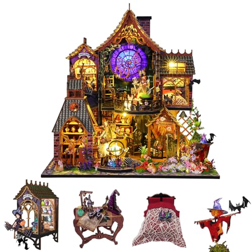 CUTE-Eyfud DIY Miniatur Puppenhaus Kit mit Möbeln, LED-Lichtern & Spieluhr - 3D Puzzle Holz Puppenhaus für Erwachsene und Teens Kreative Home Decor Craft Kit (Magic Spirit) von CUTE-Eyfud