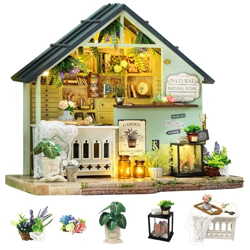 CUTE-Eyfud DIY Miniaturhaus Bausatz, Pflanzen Studio Puppenhausmöbel mit Spieluhr & Led Licht Holzpuppenhaus, Anfängerfreundlich CUTE-Eyfud DIY Miniaturhaus Bausatz, Pflanzen Studio Puppenhausmöbel mit Spieluhr & Led Licht Holzpuppenhaus, Anfängerfreundlich von CUTE-Eyfud
