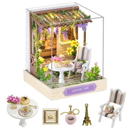 CUTE-Eyfud DIY Wooden Dollhouse Kit with Furniture and LED Lights for Teens and Adults as Perfect Home Décor or Gift (Leisure TIME) von CUTE-Eyfud