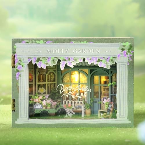CUTE-Eyfud Mini Miniatur Puppenhaus Kit Handgemachte DIY Puppenhaus Miniatur Kit 3D Holz Modellbausatz mit LED (Molly Garden) von CUTE-Eyfud