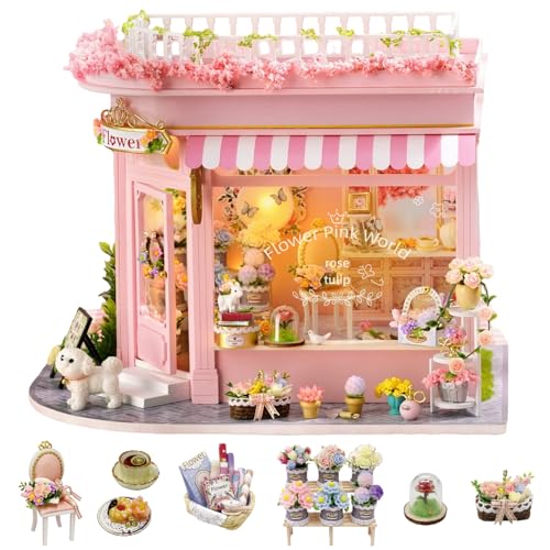 CUTE-Eyfud Puppenhaus DIY Miniaturhaus Kit Holz Puppenhaus mit Möbeln und LED Licht Dekoration von CUTE-Eyfud