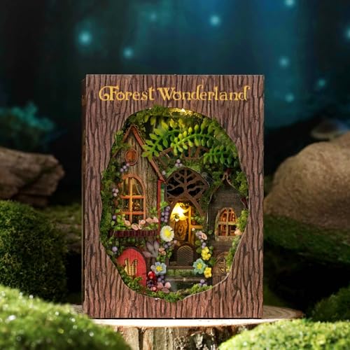 Cute-Eyfud Mini Book Nook Kit, Miniaturhaus Kit 3D Holz Handwerk DIY Puppenhaus für Erwachsene & Jugendliche (Forest Wonderland) von CUTE-Eyfud