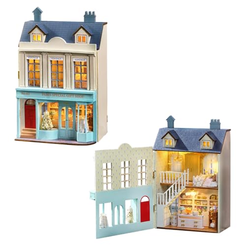 Handgefertigtes DIY-Puppenhaus-Miniatur-Set – detailliertes 3D-Mini-Haus aus Holz mit LED-Beleuchtung, Möbeln und Dekor, ideales kreatives Geschenk für Erwachsene, Jugendliche und Bastel-Enthusiasten Handgefertigtes DIY-Puppenhaus-Miniatur-Set – detailliertes 3D-Mini-Haus aus Holz mit LED-Beleuchtung, Möbeln und Dekor, ideales kreatives Geschenk für Erwachsene, Jugendliche und Bastel-Enthusiasten von CUTE-Eyfud