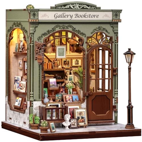 CUTEBEE Book Nook -DIY Puppenhaus Bausatz zum Selberbauen, EIN Retro und künstlerisches Miniaturhaus, 3D Holzpuzzle Buchstütze, Kreative Bücherregal Dekoration, Geschenke（Gellery Bookstore） von CUTEBEE