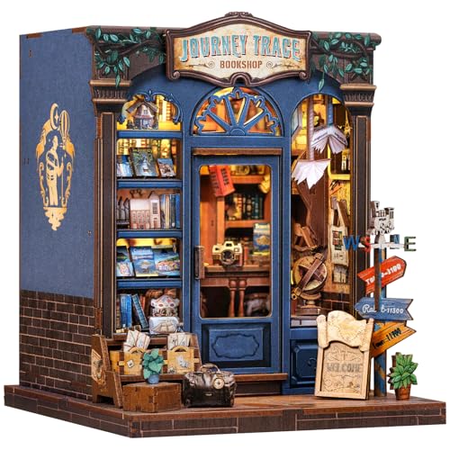 CUTEBEE Book Nook Kit, DIY Miniaturhaus Bausatz für Erwachsene, Bücherecke Bausatz mit LED Licht, 3D Puzzle Holz Buchstütze Modell Bastelset Bücherregal Geschenke (Journey Trace Bookshop) CUTEBEE Book Nook Kit, DIY Miniaturhaus Bausatz für Erwachsene, Bücherecke Bausatz mit LED Licht, 3D Puzzle Holz Buchstütze Modell Bastelset Bücherregal Geschenke (Journey Trace Bookshop) von CUTEBEE