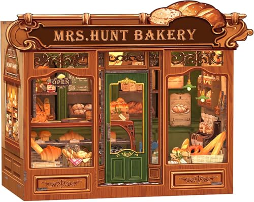 CUTEBEE Book Nook Kit - DIY Bücherregal 3D Holzpuzzle mit LED-Licht und Staubschutzhülle Mini City Decor | kreative Leseecke für Bücherliebhaber | personalisierte Geschenke (Mrs.Hunt Bakery) von CUTEBEE