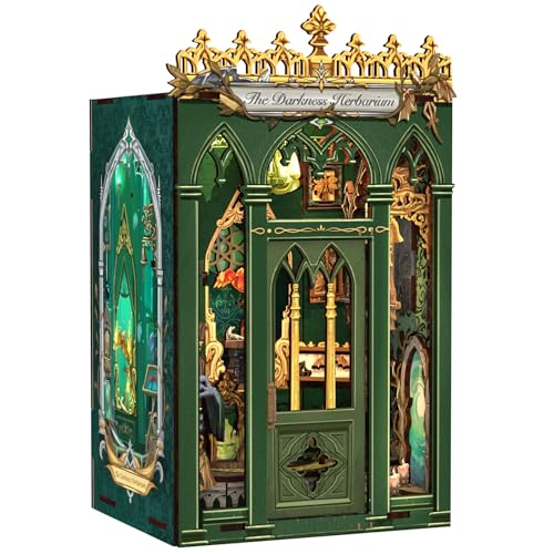 CUTEBEE Book Nook Kit - DIY Miniatur Haus Puppenhaus Booknook 3D Holzpuzzle Bibliothek mit Staubschutz und Led Light，Einzigartige Bücherregal Dekor & Geschenk für Erwachsene（The Darkness Herbarium） von CUTEBEE
