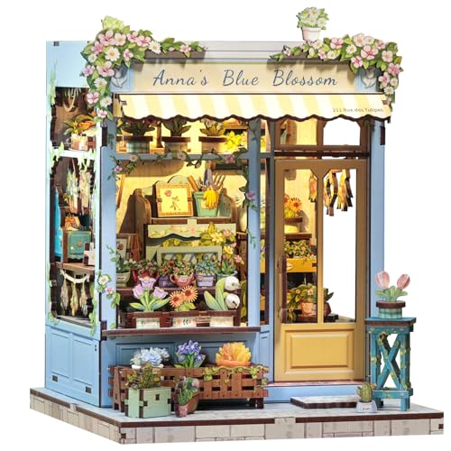CUTEBEE Book Nook Kit – DIY Puppenhäuser Miniatur Haus Selber Bauen für Erwachsene, 3D Puzzle-Buchstütze | Kreativset zur Bücherregal-Deko | Bausatz Geschenk (Anna's Blue Blossom) von CUTEBEE