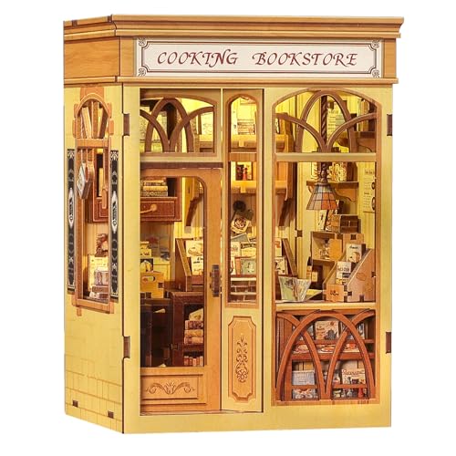 CUTEBEE Book Nook Kit - DIY Puppenhaus, Miniatur Haus Selber Baue Bausatz für Erwachsene, Home Booknook Deco (Cooking Bookstore) von CUTEBEE