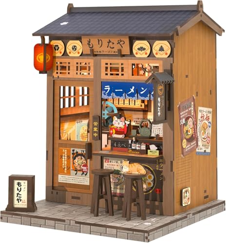 CUTEBEE Book Nook Kit - DIY Puppenhaus Miniatur Haus Selber Bauen mit Staubschutzhülle & LED-Licht | Erwachsene Bausatz für Bücherregal-Dekoration (Morita-Ya) von CUTEBEE